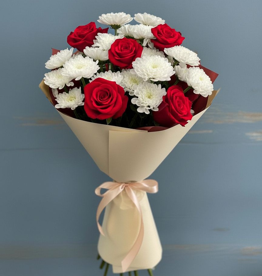 Букет цветов из: Розы и Хризантемы в Кохме