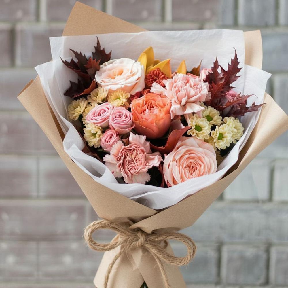 Букет цветов из: Гвоздики, Хризантемы и Розы в Кохме