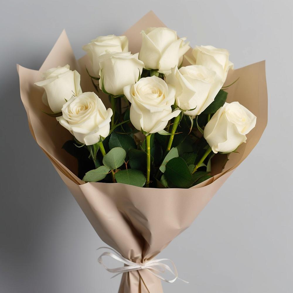 Букет 9 Белых роз Эдлесс Лав в Кохме