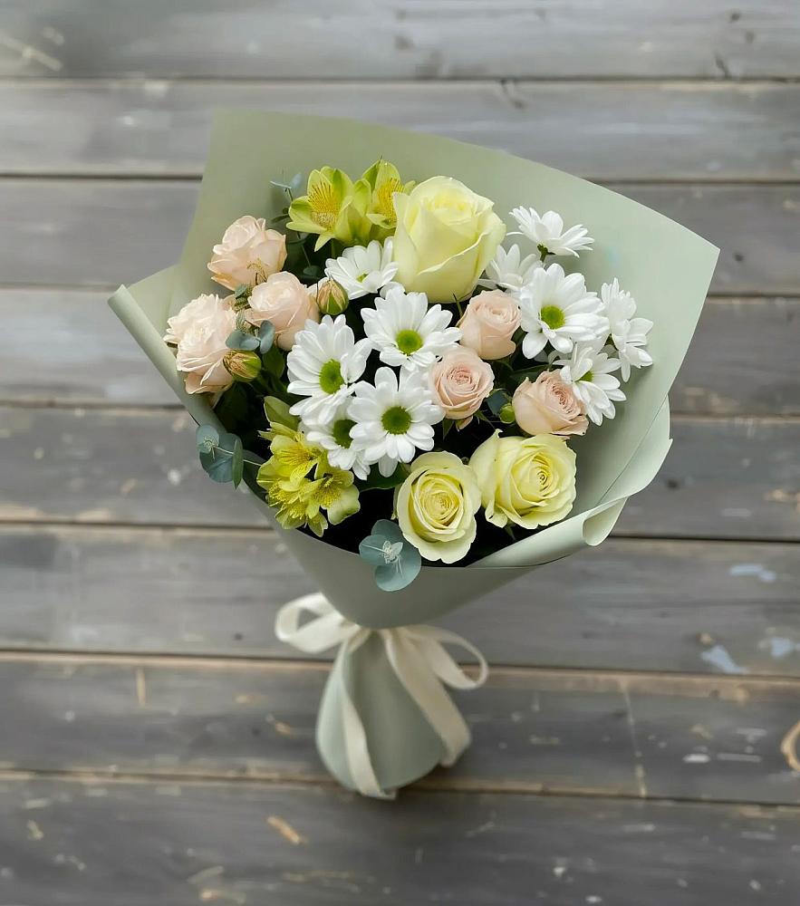 Букет цветов из: Альстромерии, Розы и Хризантемы в Кохме