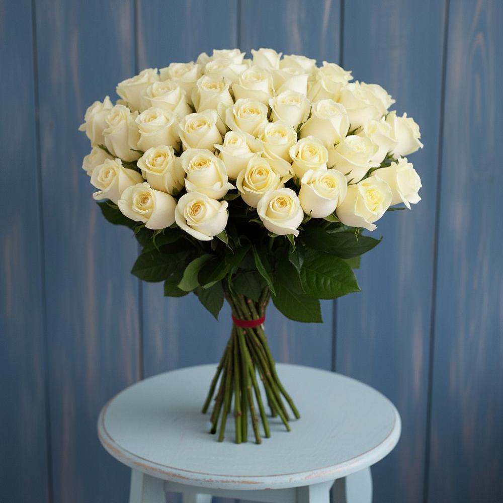 Букет 51 Белая роза Эдлесс Лав в Кохме