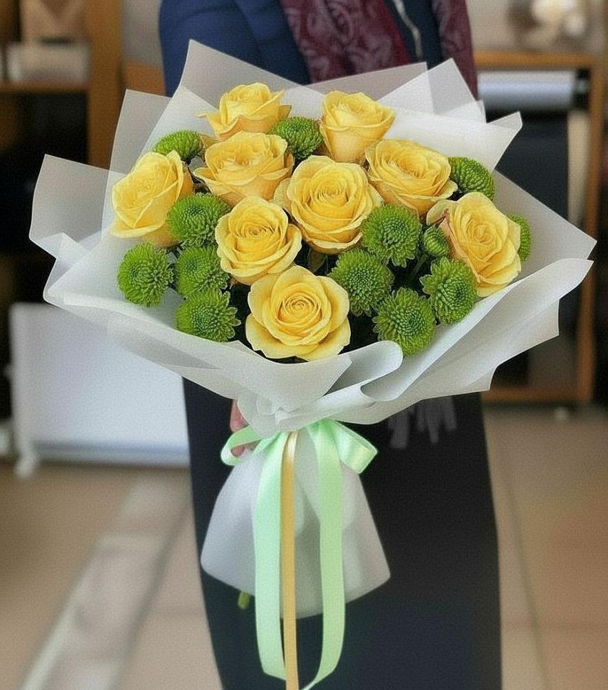 Букет цветов из: Хризантемы и Розы в Кохме