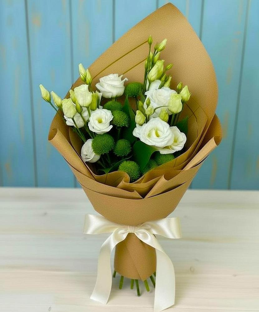 Букет цветов из: Хризантемы и Лизиантусы в Кохме