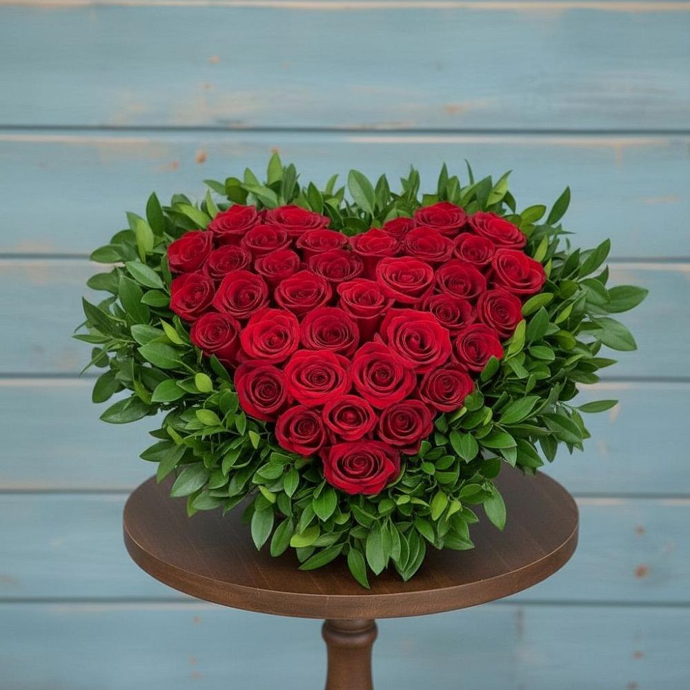 Цветочная композиция из Розы в виде сердца в Кохме