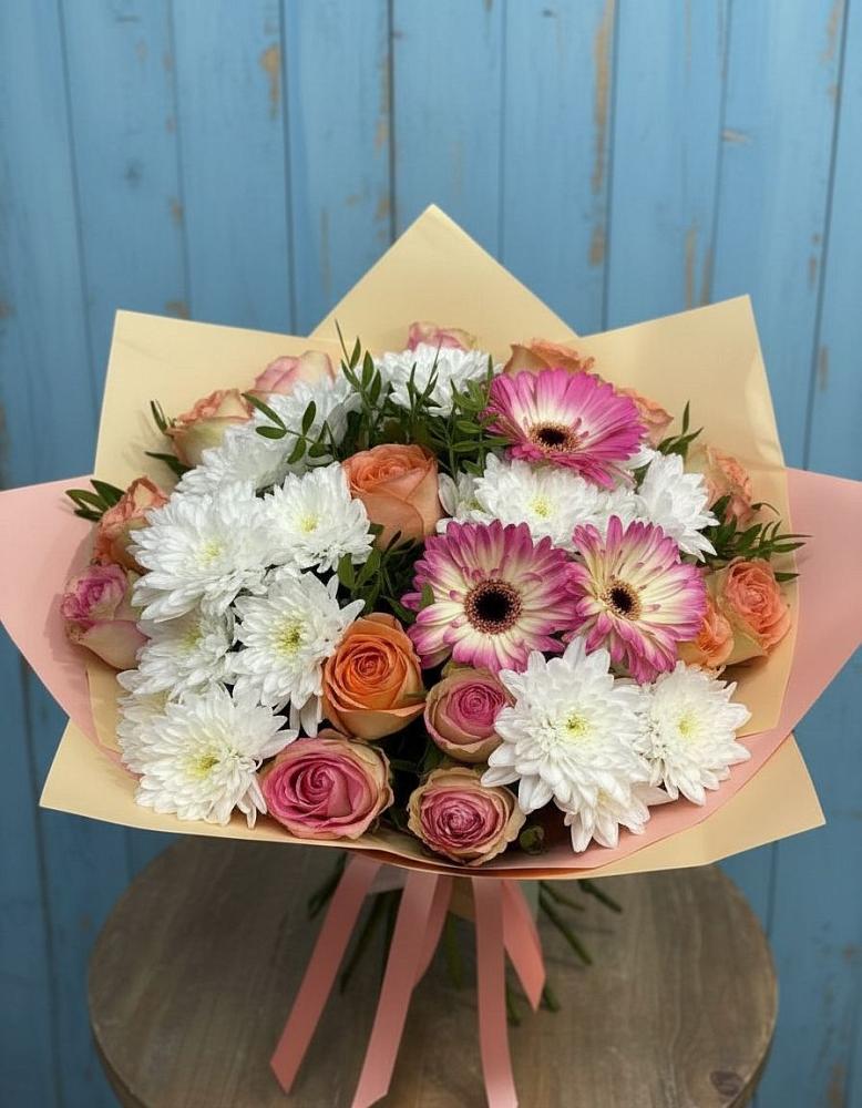 Букет цветов из: Розы, Герберы и Хризантемы в Кохме