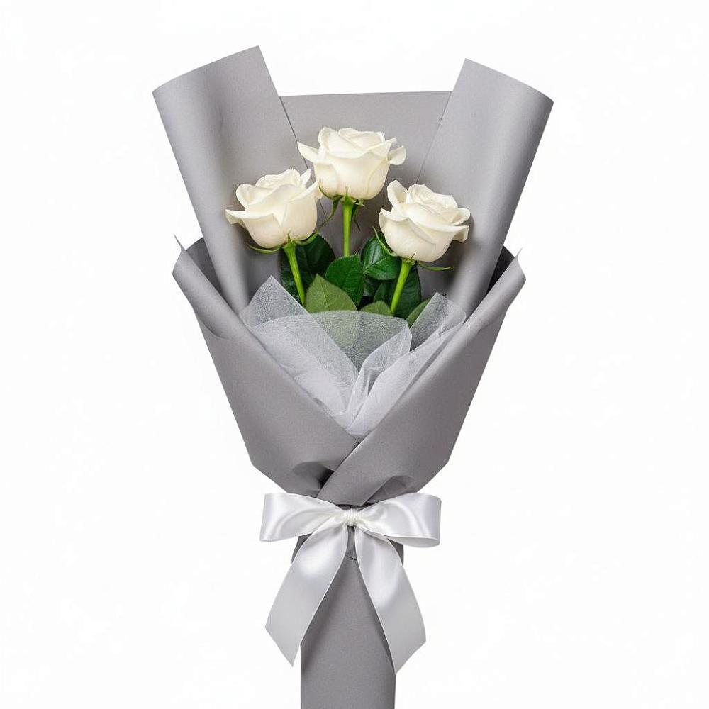 Букет 3 белые розы в Кохме