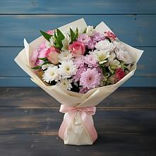 Букет цветов из:  Хризантемы, Альстромерии и Розы в Кохме