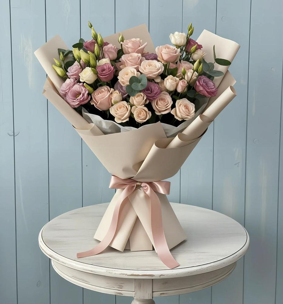 Букет цветов из: Розы и Лизиантусы в Кохме