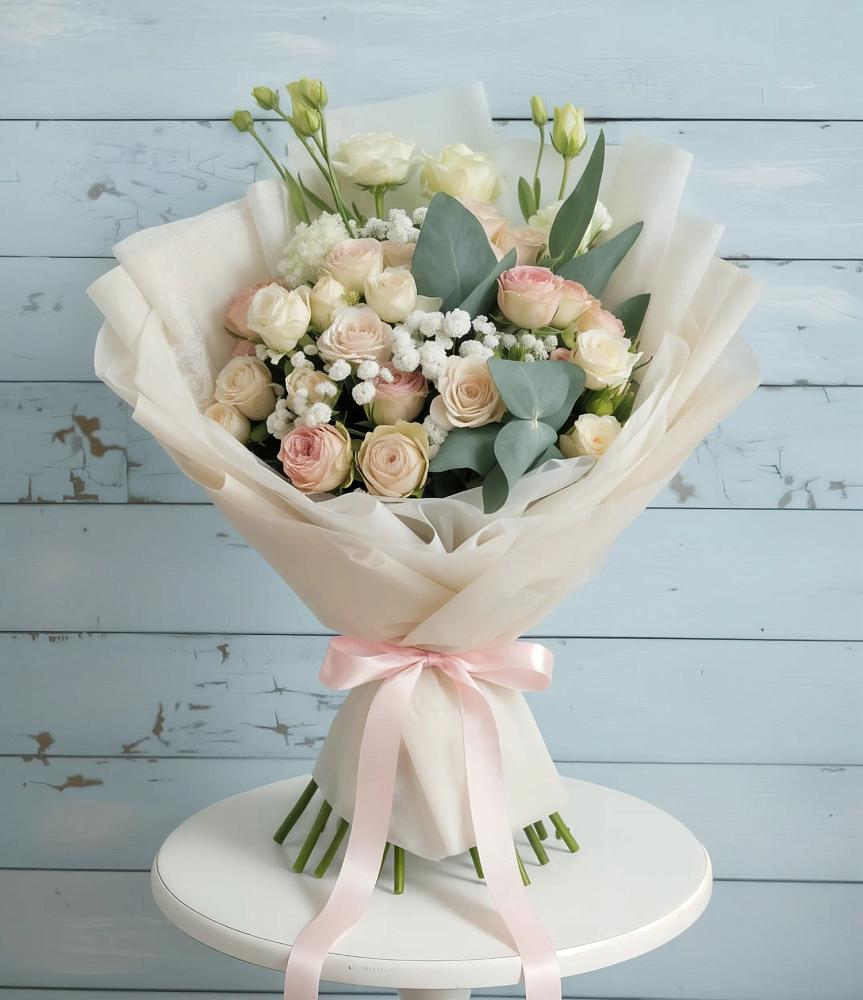 Букет цветов из: Розы и Лизиантусы в Кохме