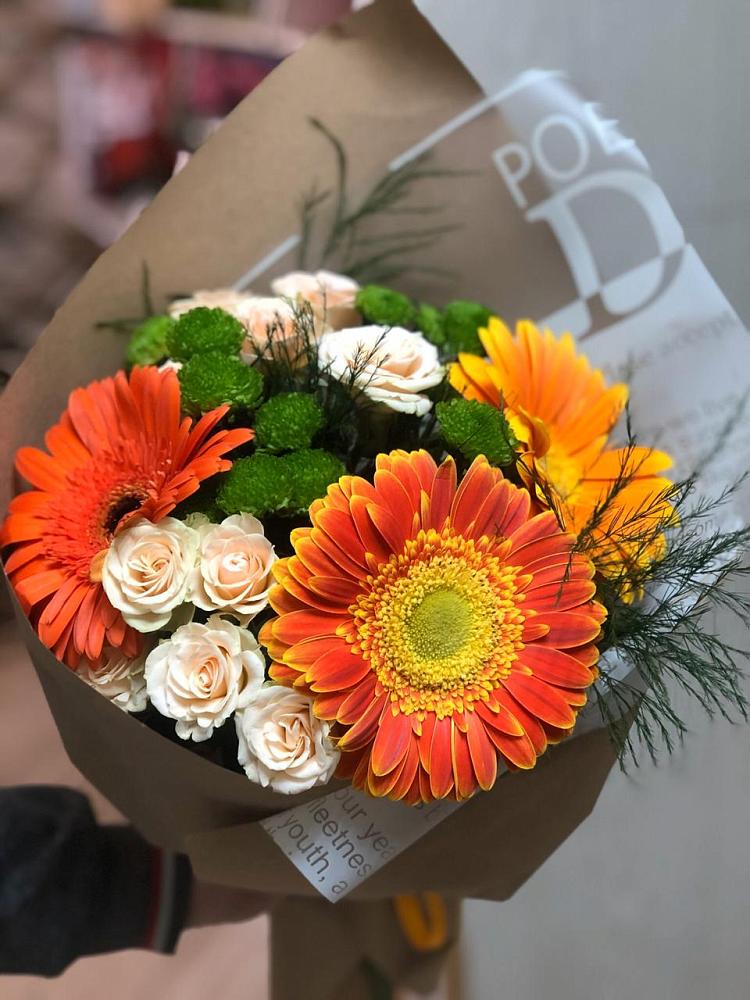 Букет цветов из: Герберы, Хризантемы и Розы в Кохме